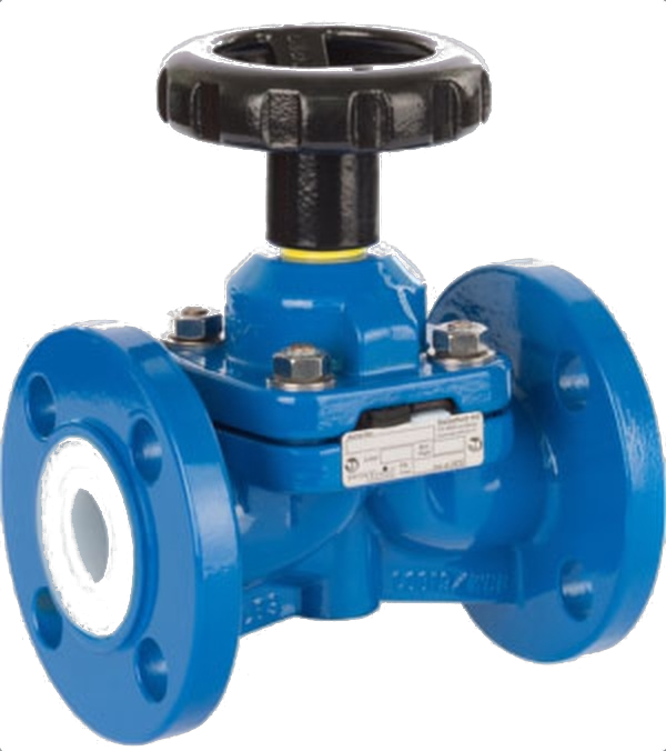 Swissfluid SDV lined weir-type diaphragm valve with handwheel